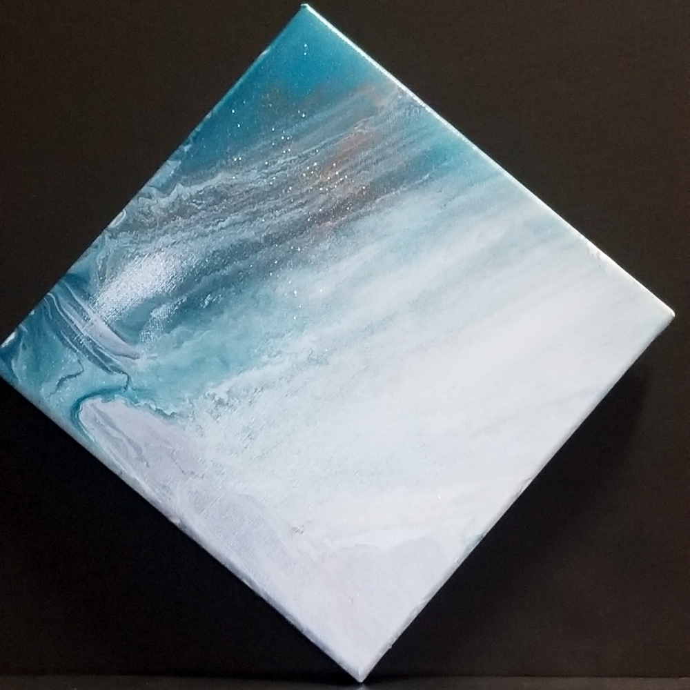 10" x 10" abstract Coastal Caress painting